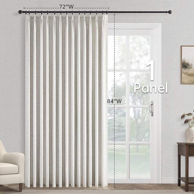 Topfinel Extral Wide Custom Sliding Door Curtains, Pinch Pleated 100% Blackout - Image 2