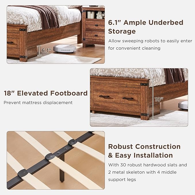 T4TREAM Farmhouse King Size Bed Frame - Image 8