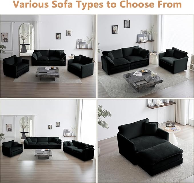 mikibama 41.4 Inch Single Seat Sofa, Chenille Comfy Deep Upholstered Couch - Image 6