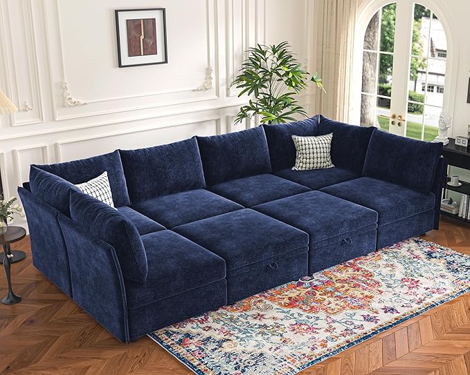 ABCASA 136.4" Oversized Modular Sectional Sleeper Sofa Bed, U Shaped by ABCASA