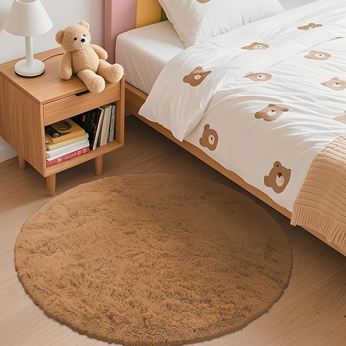 OLANLY Khaki Round Rugs for Bedroom - Image 2