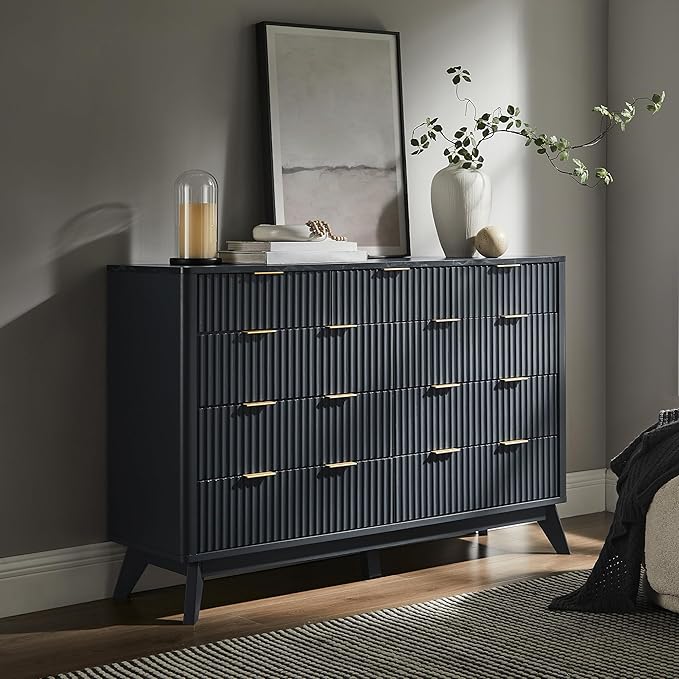 T4TREAM Fluted 9 Drawers Dresser, Curved Profile Design, Dresser TV Stand - Image 3