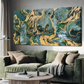 YETHEN WAL Green and Gold Abstract Canvas Wall Art 24×48 inch Horizontal by Unknown
