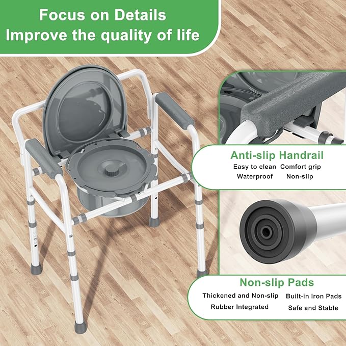 ZOLIQUEX 3 in 1 Bedside Commodes Chair - Image 5