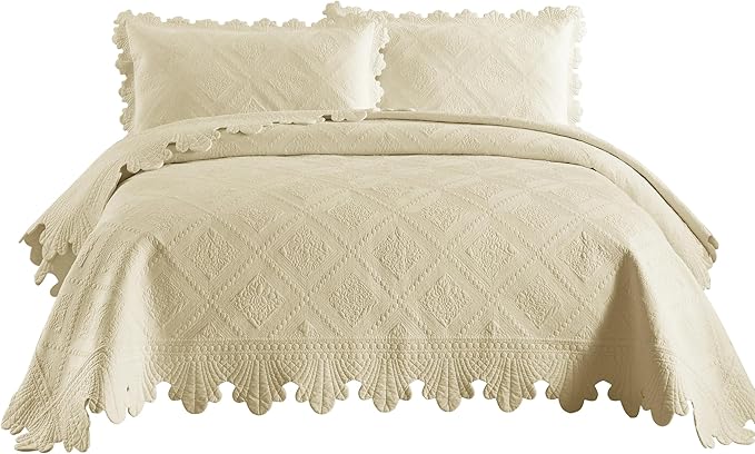 MarCielo 3-Piece 100% Cotton Oversized Bedspread Lightweight Quilt Coverlet - Image 7