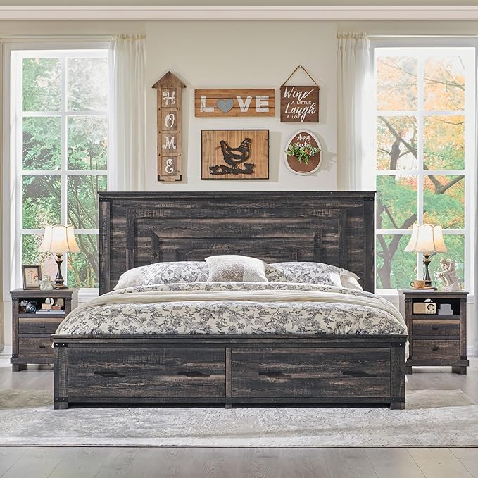 T4TREAM Farmhouse King Size Bed Frame - Image 4