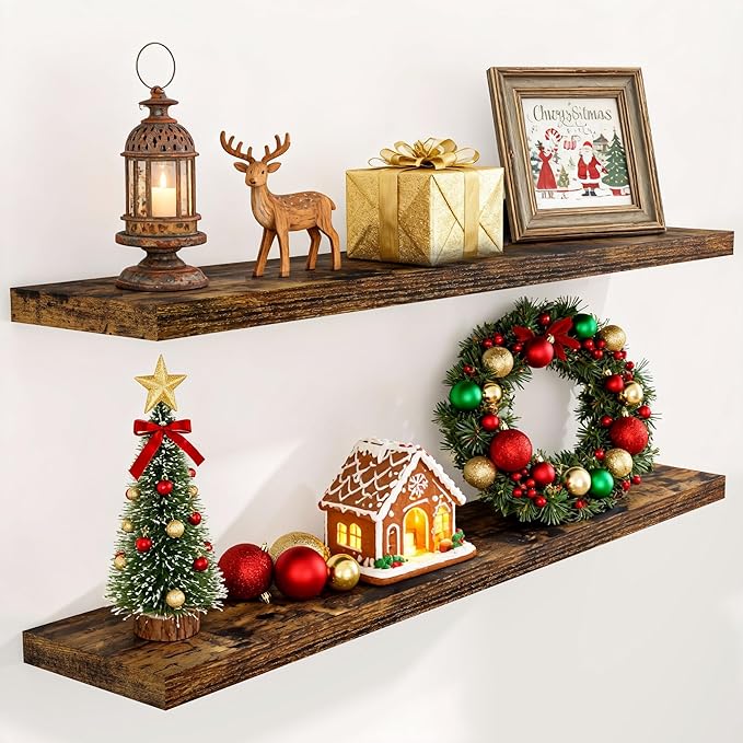55 Inch Floating Shelves for Wall Set of 2, 55x9.3 Large Floating Shelf for by FunMemories