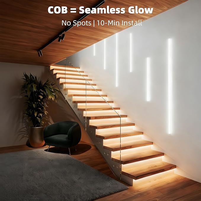 COB LED Strip Light with Remote, 3000K Dimmable, Warm White LED Lights - Image 2