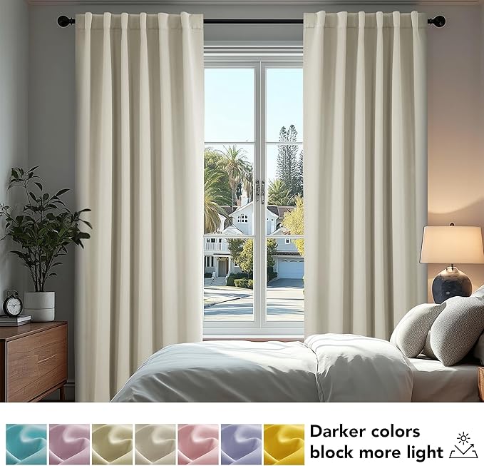 Deconovo Blackout Curtains, Thermal Insulated, W42 x L95 2 Panels, Back Tab - Image 4