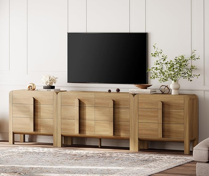 WAMPAT 3 Piece Bedroom Dresser Set, 110.2" Wide 12 Drawers Wood Dresser - Image 4