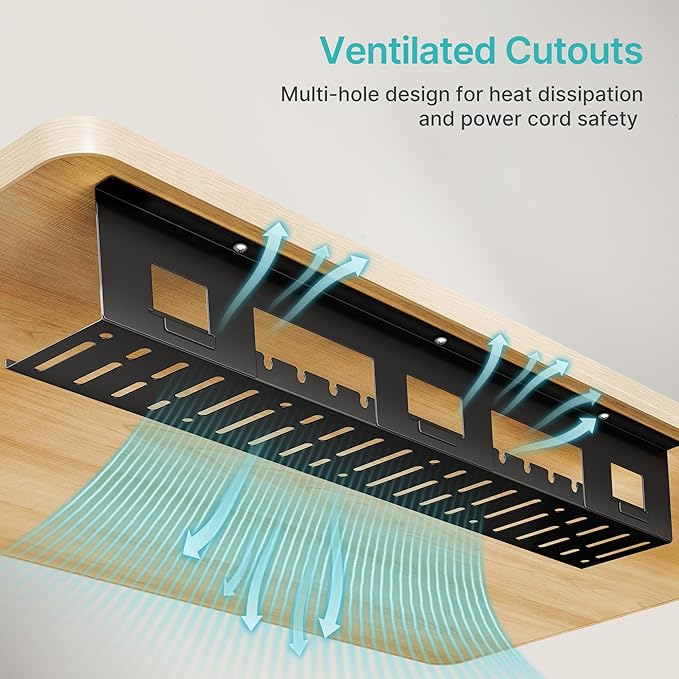 Under Desk Cable Management Tray, 31.5 Inches Metal Cord Organizer Rack - Image 7