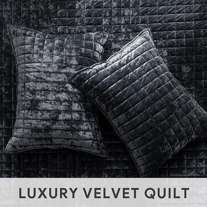 RECYCO Luxury Velvet Quilt Set King Size Bedding Sets, Ultra Soft Velvet - Image 5