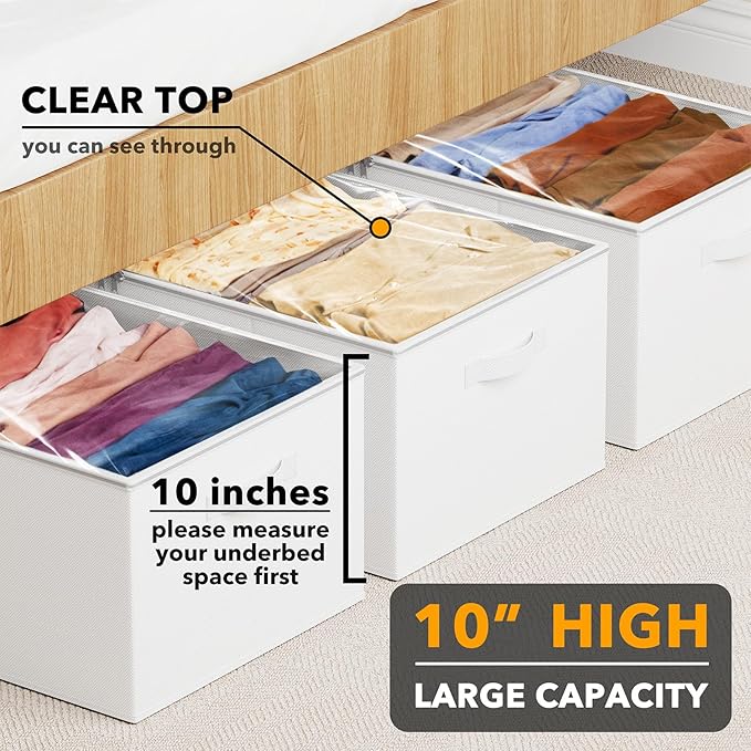 SpaceAid 3 Pack 10" High Under Bed Storage Containers, Large Underbed Storage - Image 2