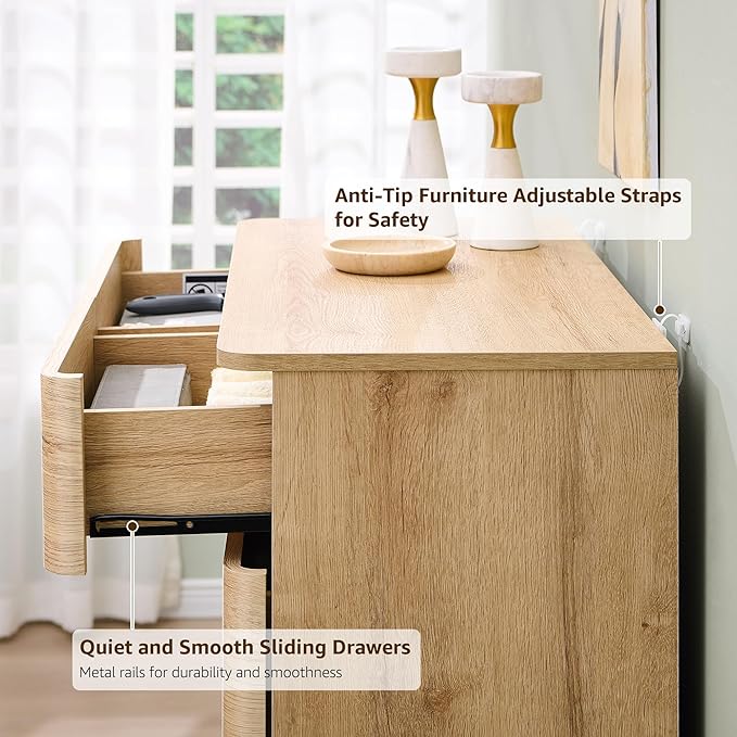 ACCOHOHO 6 Drawer Dresser for Bedroom, 42 Inch Tall Modern Chest of Drawers - Image 5