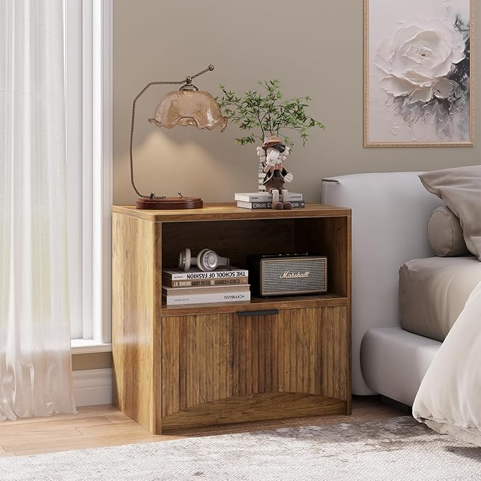 Fluted Nightstand Set of 2, MCM Mid Century Modern Bedside Tables - Image 5