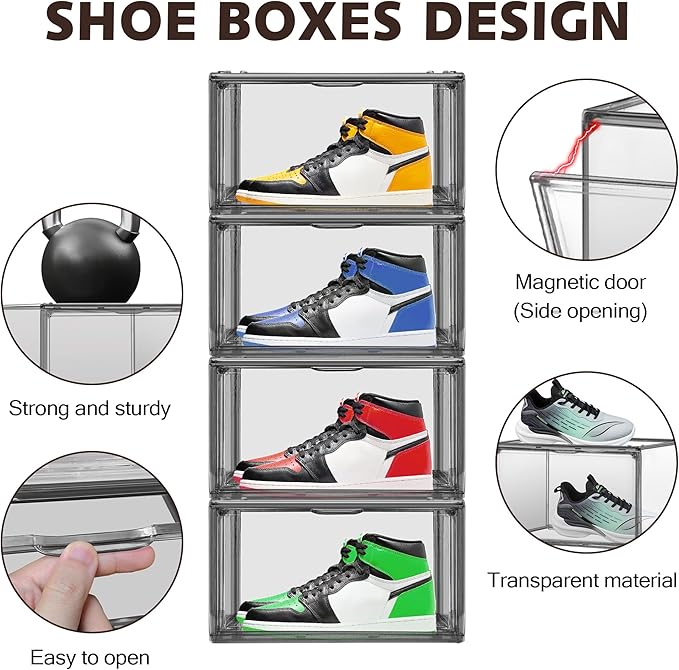 12 Pack Large Shoe Organizers Storage Boxes - Image 4