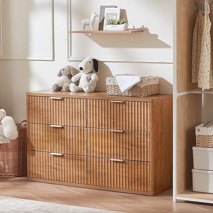 LEYAOYAO Fluted 6 Drawers Dresser Set of 2, Wooden Drawer Organizer - Image 7