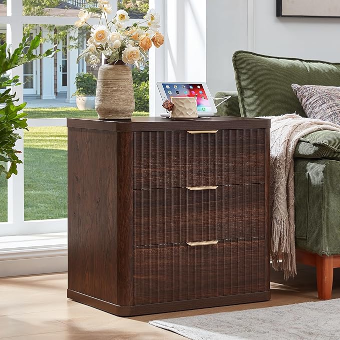 LEYAOYAO 23" Wide Fluted Farmhouse Night Stand Set of 2 - Image 2