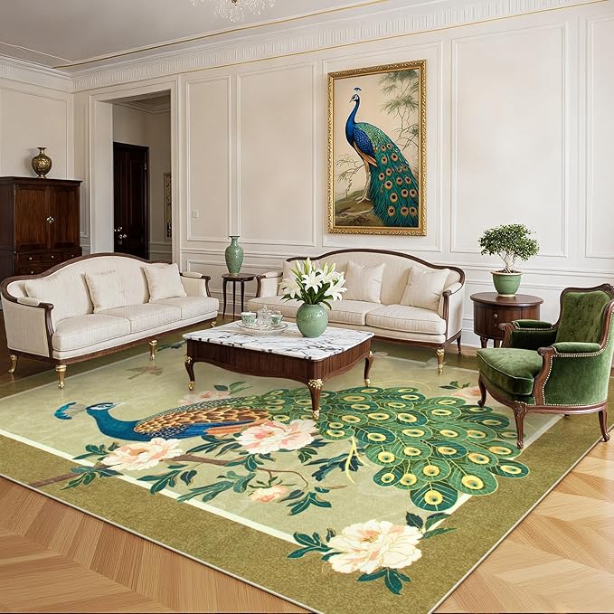 Lahome Peacock Area Rugs 8x10, Soft Washable 8x10 Rugs - Image 2