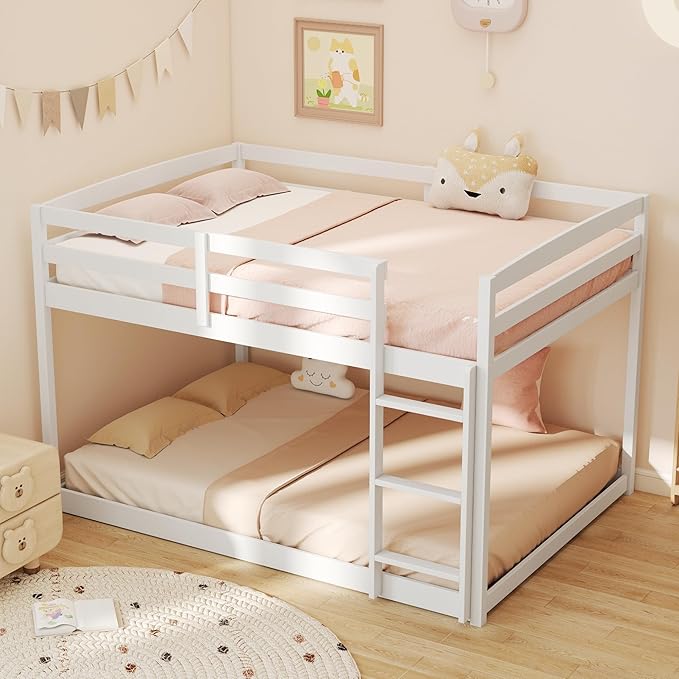 KOMFOTT Low Bunk Bed Full Over Full, Solid Wood Full Bed Frame - Image 3