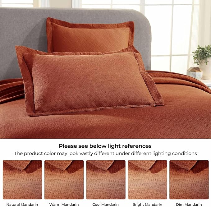 Superior 3 Piece Basketweave Cotton Bedspread Set, Home Bed Decor, Decorative - Image 7