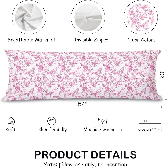 Pink Chinoiserie Golden Retriever Dog 20x54 Body Pillow Cover - Image 2
