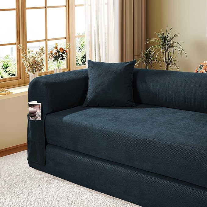 Convertible Futon Sofa Bed, Oversized Queen Sleeper Sofa in a Box, Corduroy - Image 8