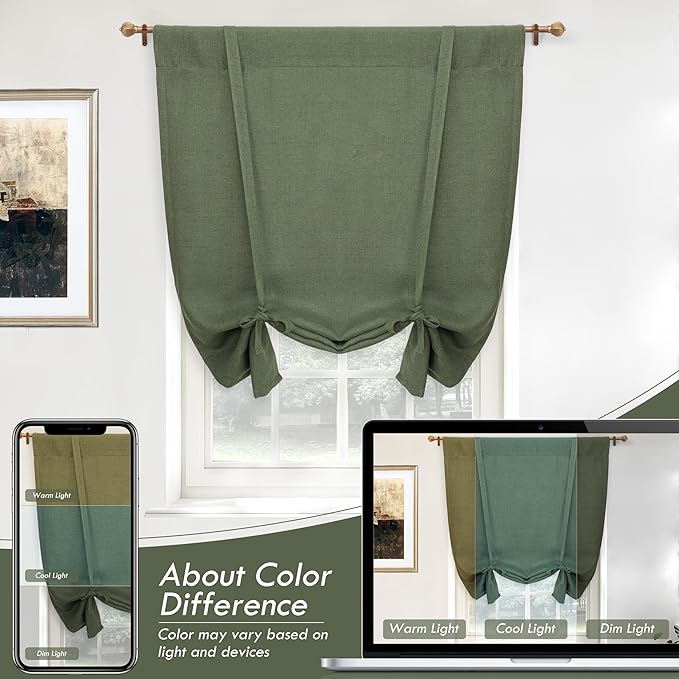 DriftAway Double Layer Linen Blackout Tie Up Curtains Thermal Insulated Fully - Image 7