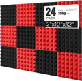 Acoustic Foams Panels 24 Pack 2" x 12"x 12" Sound Proof Foam Panels by Saiqiang