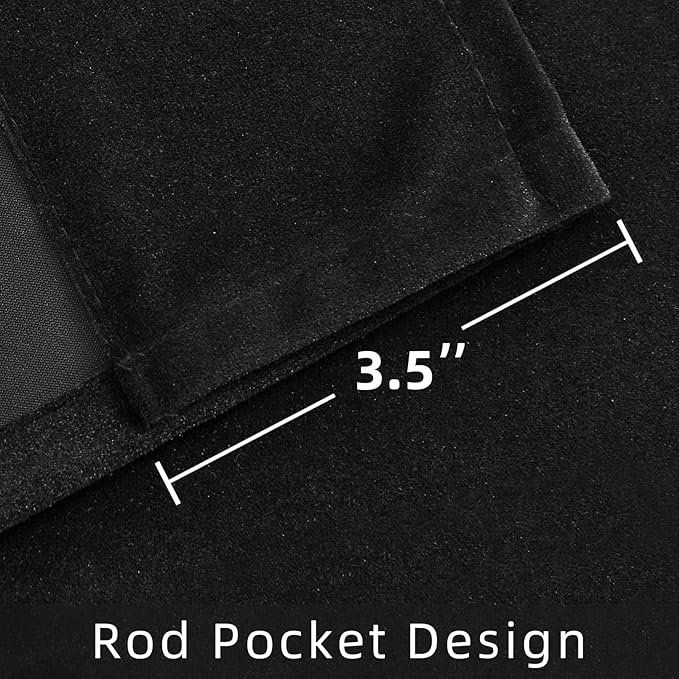 Joydeco Velvet Curtains 108 inch 1 Panel, Long Luxury Black Blackout Thermal - Image 5