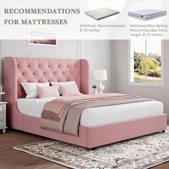 Full Bed Frame, Sturdy Wooden Slats Support, No Box Spring Required, Noise Free - Image 7