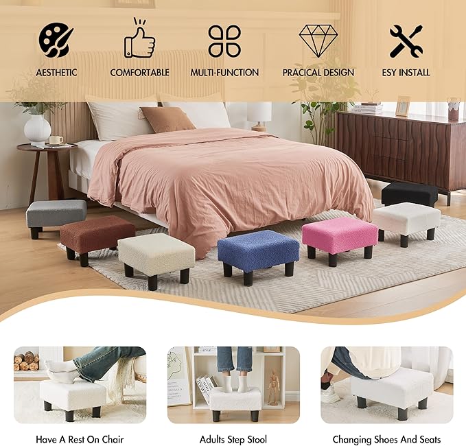 BRIAN & DANY Small Foot Stool Ottoman, Footstool - Image 5