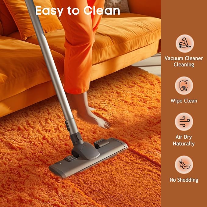 Ophanie Orange Rugs for Living Room Bedroom, 5x8 Fluffy Fuzzy Furry Carpet - Image 6