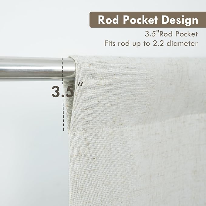 DriftAway Double Layer Linen Blackout Tie Up Curtains Thermal Insulated Fully - Image 4