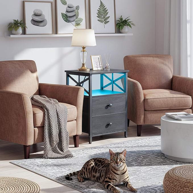 AMHANCIBLE Night Stand Set 2, LED Nightstand - Image 7