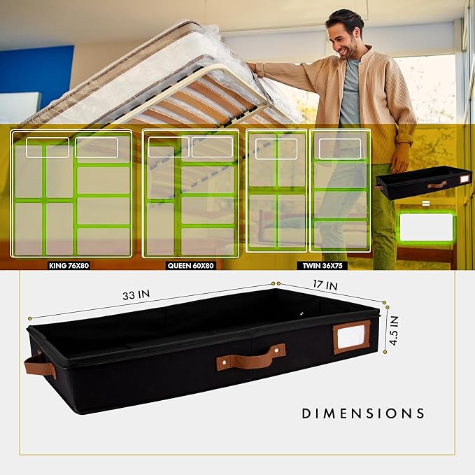 HOMELUX THEORY 2pc Low Profile Under Bed Storage Containers, Thin Under Couch - Image 2