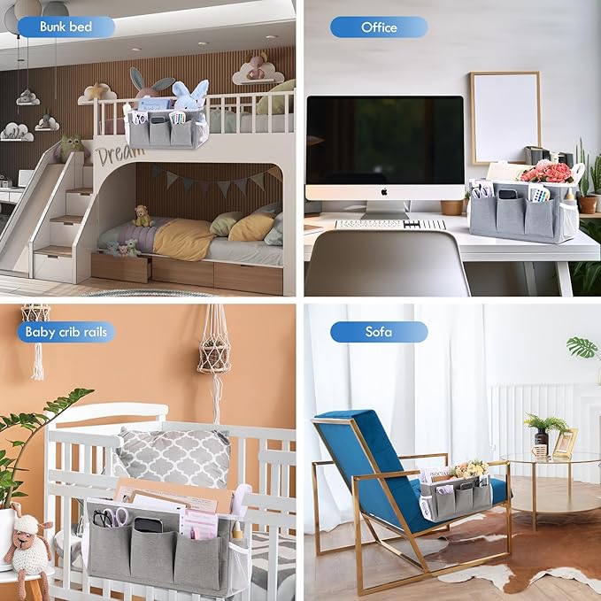 3 Pcs Bedside Caddy Storage Organizer, Bedside Hanging Storage Bag - Image 7