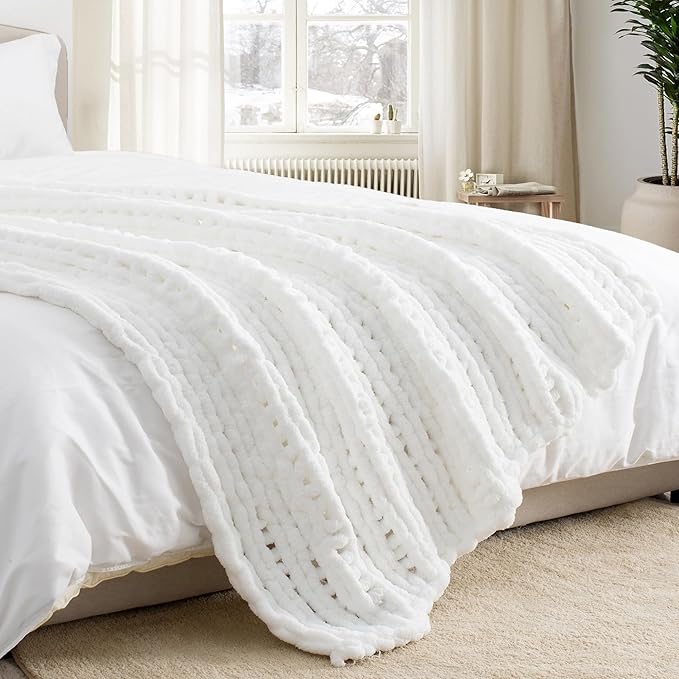 Chunky Knit Throw Blanket 60"X 80", 100% Handmade - Image 8