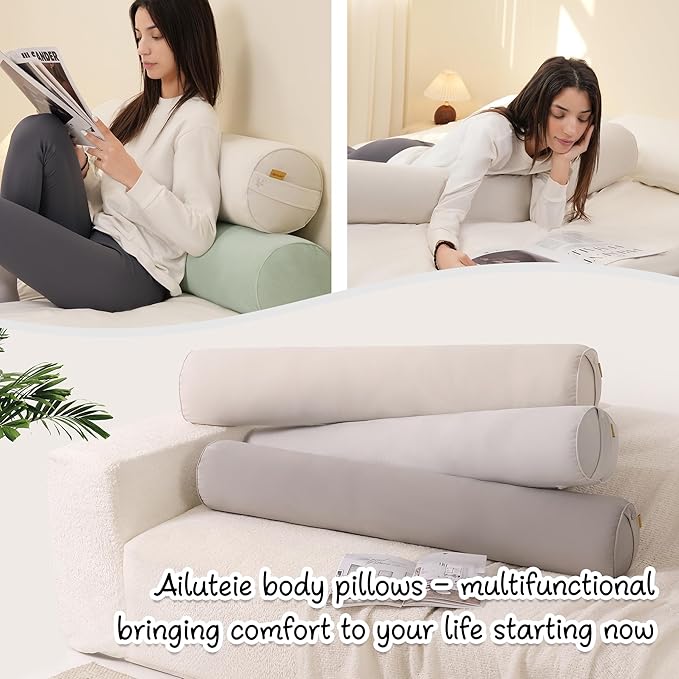 Body Pillow for Adults – Long Bolster Pillow for Bed, Round Cuddle Pillow - Image 7
