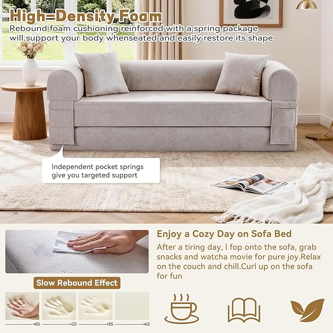 Convertible Sleeper Sofa Bed, 78.5 Inch Faux Leather Futon Couch - Image 5