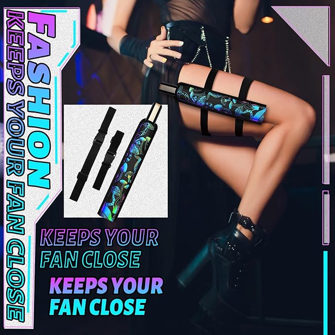 Summer Rave Fan Thigh Holster Rave Fan Holder Folding Hand Pouch Foldable - Image 2
