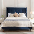 Queen Size Upholstered Bed Frame, Hand Buttoned Tufting Headboard Beds/No Box by Unknown