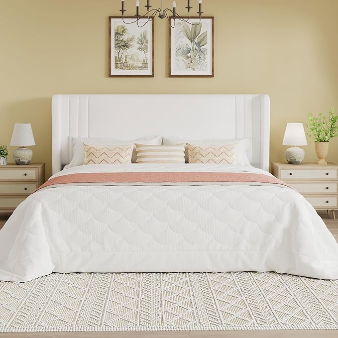 SHA CERLIN King Size Velvet Upholstered Platform Bed Frame - Image 3