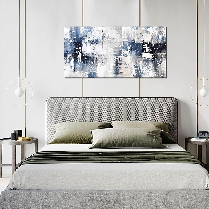 Prepeyssee White and Blue Abstract Canvas Wall Art - Image 7