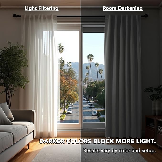 Deconovo Blackout Curtains, Thermal Insulated, W70 x L84 2 Panels, Back Tab - Image 3
