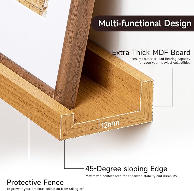Floating Picture Ledge Shelves for Wall Set of 2, 95 Inches Picture Ledge Shelf - Image 4