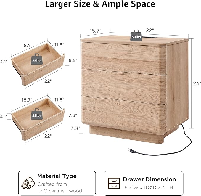 JXQTLINGMU 22" Modern Nightstand - Image 2