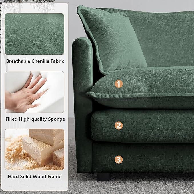 mikibama 41.4" W Single Seat Sofa, Chenille Comfy Deep Upholstered Couch - Image 5