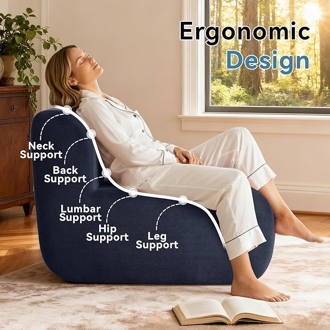 Single Boneless Chairs, Fireside Beanbag Chair Upholstered Cloud Sofa Chair - Image 4