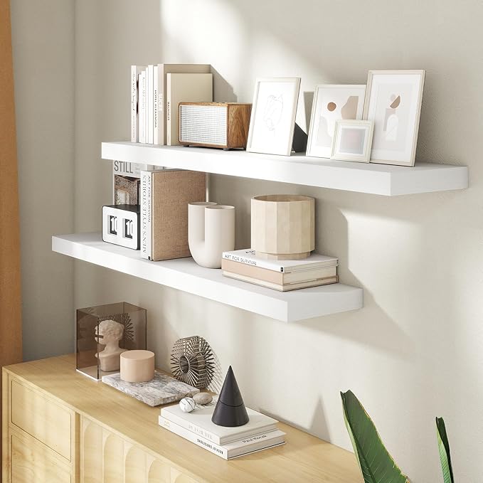 48 Inch Floating Shelves for Wall, 8 Inch Deep Floating Shelf for Storage & - Image 2